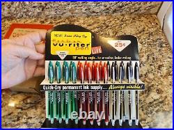 1959 Rare & Htf Vintage Counter Display Ferber Vu-riter Ball Point Pens Mint