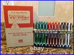 1959 Rare & Htf Vintage Counter Display Ferber Vu-riter Ball Point Pens Mint