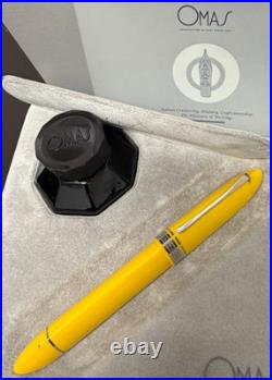 75 Years Rare Modern Vintage OMAS 360 Yellow Fountain Pen 18kt Gold B Nib