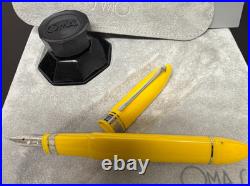 75 Years Rare Modern Vintage OMAS 360 Yellow Fountain Pen 18kt Gold B Nib