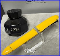 75 Years Rare Modern Vintage OMAS 360 Yellow Fountain Pen 18kt Gold B Nib