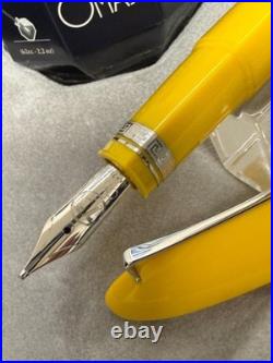 75 Years Rare Modern Vintage OMAS 360 Yellow Fountain Pen 18kt Gold B Nib