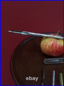 Antique Chinese c1900 Silver Long Dip Pen Beautiful Very Rare Spare Nibs Novelty