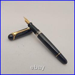 Aurora 88 800 Big Black Gold Trim Fountain Pen Piston Fill 14k F Nib Rare