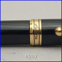 Aurora 88 800 Big Black Gold Trim Fountain Pen Piston Fill 14k F Nib Rare