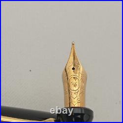 Aurora 88 800 Big Black Gold Trim Fountain Pen Piston Fill 14k F Nib Rare