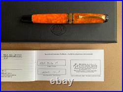Aurora Optima Arancio Fountain Pen Medium Nib Bright Orange Rare Used
