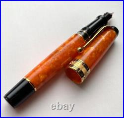 Aurora Optima Arancio Fountain Pen Medium Nib Bright Orange Rare Used