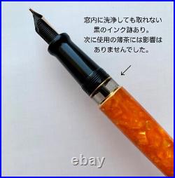 Aurora Optima Arancio Fountain Pen Medium Nib Bright Orange Rare Used