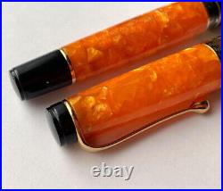 Aurora Optima Arancio Fountain Pen Medium Nib Bright Orange Rare Used