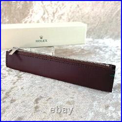 Authentic ROLEX Pen Case Dark Brown Leather Rare VIP Gift Item with Box