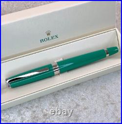 Authentic Rolex Ballpoint Pen Rare Green Lacquer Finish Cap Type with Case