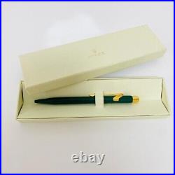 Authentic Rolex Ballpoint Pen Rare Green gold Finish Cap Type with Case Japan