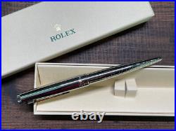 Authentic Rolex Ballpoint Pen Rare Silver Platinum Finish WAVE PATTERN In Box
