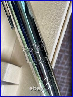 Authentic Rolex Ballpoint Pen Rare Silver Platinum Finish WAVE PATTERN In Box