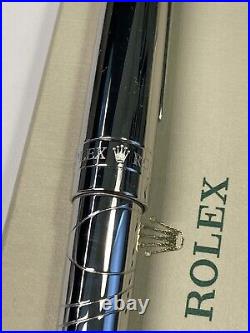 Authentic Rolex Ballpoint Pen Rare Silver Platinum Finish WAVE PATTERN In Box