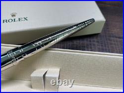 Authentic Rolex Ballpoint Pen Rare Silver Platinum Finish WAVE PATTERN In Box