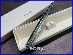 Authentic Rolex Ballpoint Pen Rare Silver Platinum Finish WAVE PATTERN In Box
