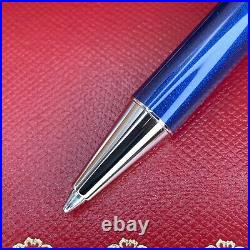 Authentic Santos Cartier Ballpoint Pen RARE OLD MODEL Blue Lacquer withBox&Papers