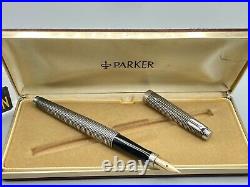 BEYOND RARE Parker 75 Cisele for CARTIER Fountain Pen Sterling Silver NOS NEW