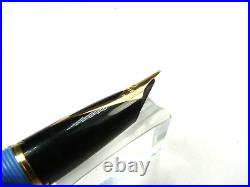 Bexley Blue Brown Fountain Pen With Sheaffer 18k Medium Nib Rare Bexley Model