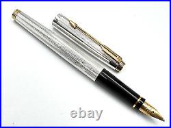 C1980 Parker 75 Place Vendome Silver Plated Milleraies Fountain Pen Rare 18k Nib