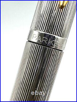 C1980 Parker 75 Place Vendome Silver Plated Milleraies Fountain Pen Rare 18k Nib