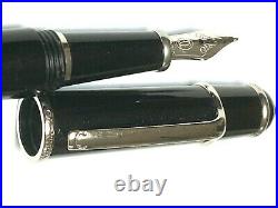 Cartier Diabolo Fountain Pen, 18K-750 Solid White Gold Nib, Black & Silver, Rare