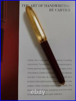 Cartier Fountain Pen Louis Cartier Rare Laque Bordeaux Body & Gold Plated Cap
