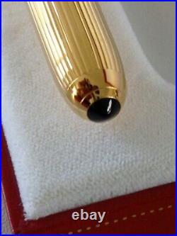 Cartier Paris Fountain Pen 18k Solid 2 Tone Gold Nib Goldplated Body Rare Pen