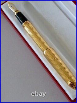 Cartier Paris Fountain Pen 18k Solid 2 Tone Gold Nib Goldplated Body Rare Pen