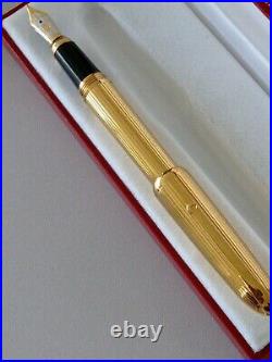 Cartier Paris Fountain Pen 18k Solid 2 Tones Gold Nib Goldplated Body Rare Stylo