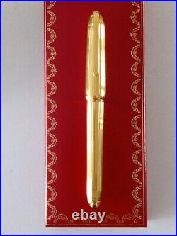 Cartier Paris Fountain Pen 18k Solid 2 Tones Gold Nib Goldplated Body Rare Stylo