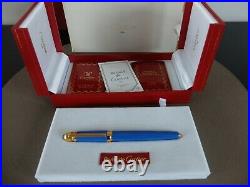 Cartier Pasha Rollerbal Pen Blue Decor Ultra Rare NEW and Complete Set