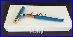 Cartier Trinity Fountain Pen, Blue, 18K Gold Nib Rare Color Collectibles