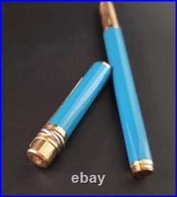 Cartier Trinity Fountain Pen, Blue, 18K Gold Nib Rare Color Collectibles