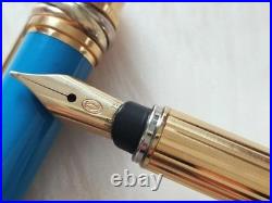 Cartier Trinity Fountain Pen, Blue, 18K Gold Nib Rare Color Collectibles