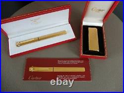 Cartier Vendome Fountain Pen With 14K Gold Nib + Cartier Lighter Rare Set