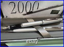 Cross 2000 Fountain & Ballpoint Pen Gray Duo Rhodium Plated Nib M USA New Rare