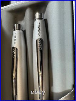 Cross 2000 Fountain & Ballpoint Pen Gray Duo Rhodium Plated Nib M USA New Rare Cross 2000 Fountain & Ballpoint Pen Gray Duo Rhodium Plated Nib M USA New Rare