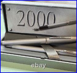 Cross 2000 Fountain & Ballpoint Pen Gray Duo Rhodium Plated Nib M USA New Rare