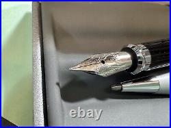 Cross 2000 Fountain & Ballpoint Pen Gray Duo Rhodium Plated Nib M USA New Rare