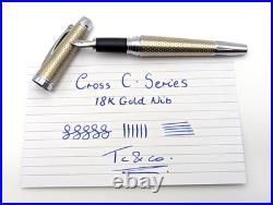 Cross C-Series Champagne Fountain Pen 18K Solid Gold Broad Nib Rare Executive