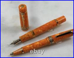 Delta Dolcevita Oro Orange Oversize Fountain Pen / Ballpoint Set Vermeil Rare