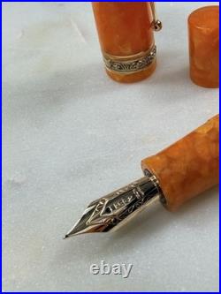 Delta Dolcevita Oro Orange Oversize Fountain Pen / Ballpoint Set Vermeil Rare