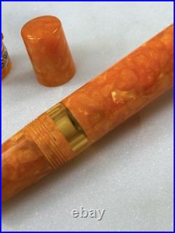 Delta Dolcevita Oro Orange Oversize Fountain Pen / Ballpoint Set Vermeil Rare