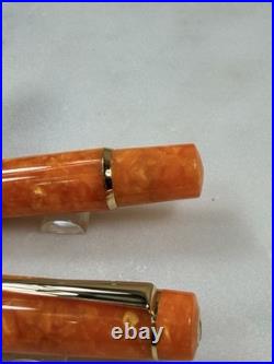 Delta Dolcevita Oro Orange Oversize Fountain Pen / Ballpoint Set Vermeil Rare