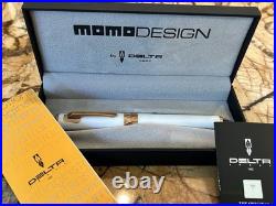 Delta Tork Momo-design Rollerball. White Resin & Rose Gold Trim New In Box! RARE
