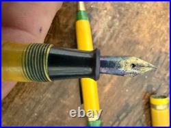 Diamond point 14k nib fountain pen and pencil set rare yellow color with box