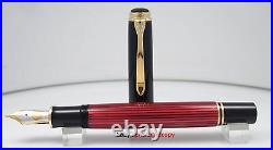 Discontinue Pelikan M800 Red Fountain Pen (matching discon logo and nib)18k RARE